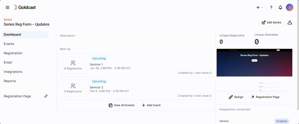 Series registration form improvements