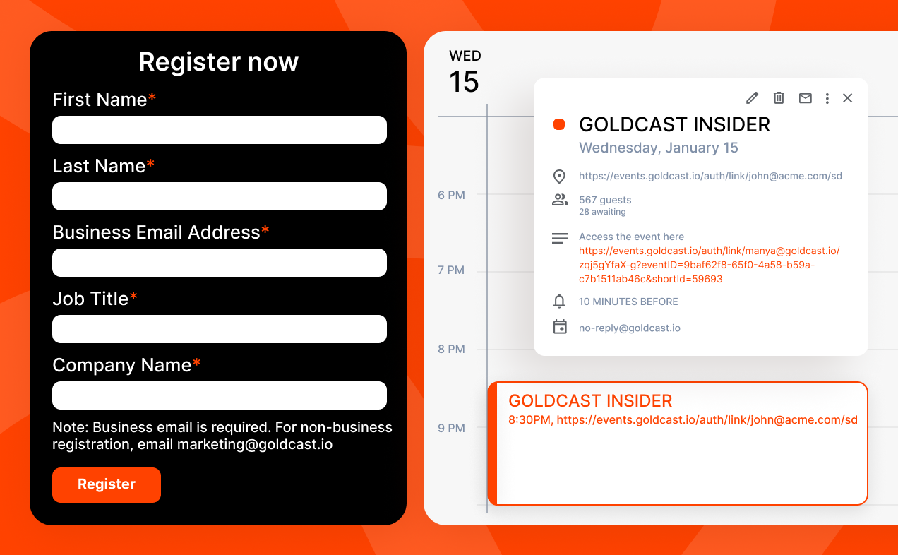 Seamless journeys to convert registrants into attendees.