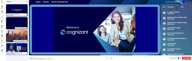 Cognizant's onboarding session with Goldcast