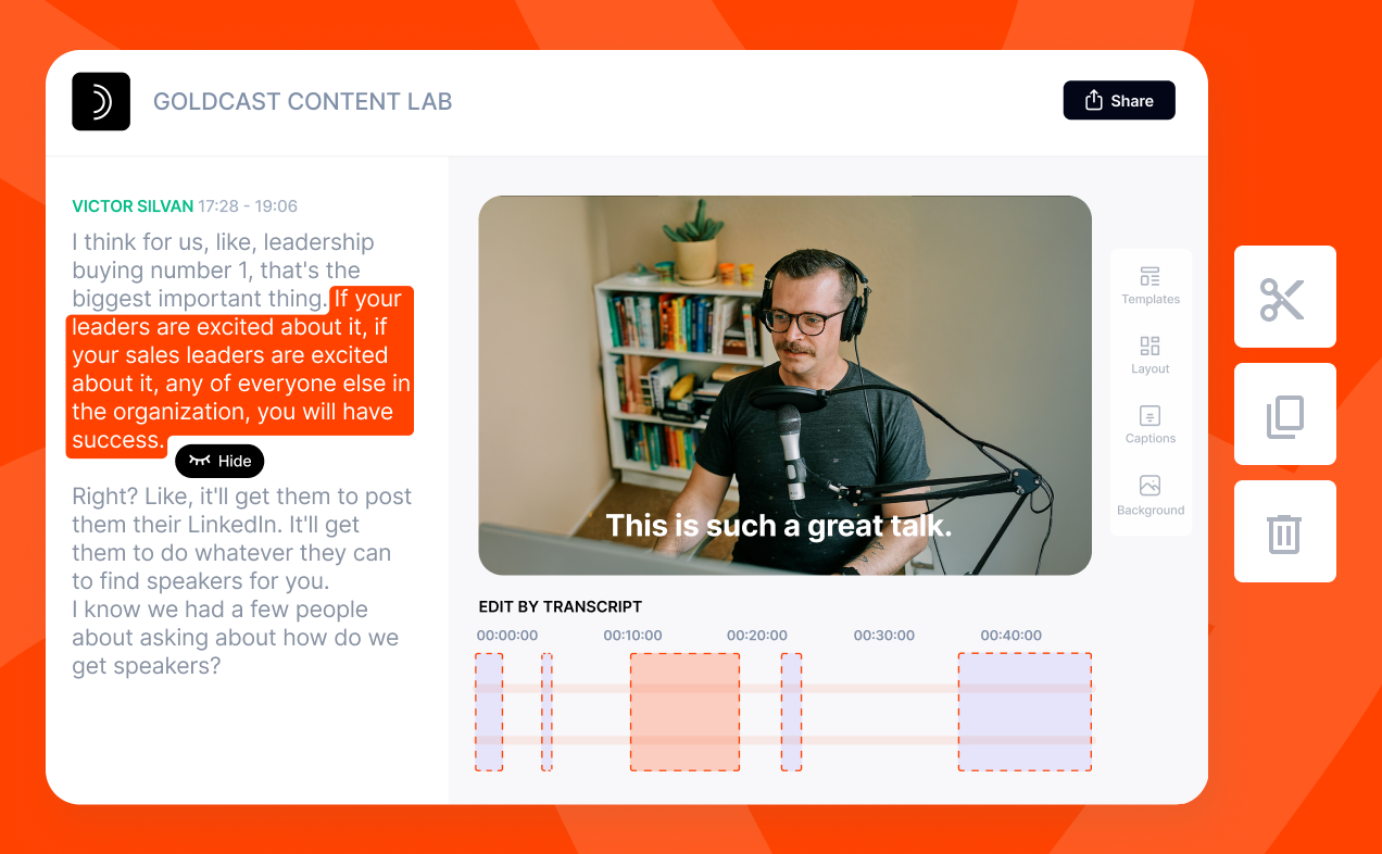 Customize captions for social-ready videos.
