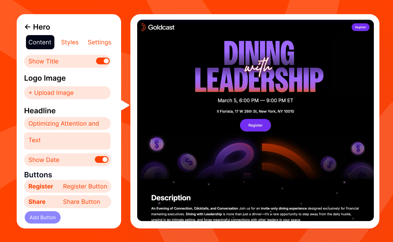 Get more sign ups with stunning event registration pages.