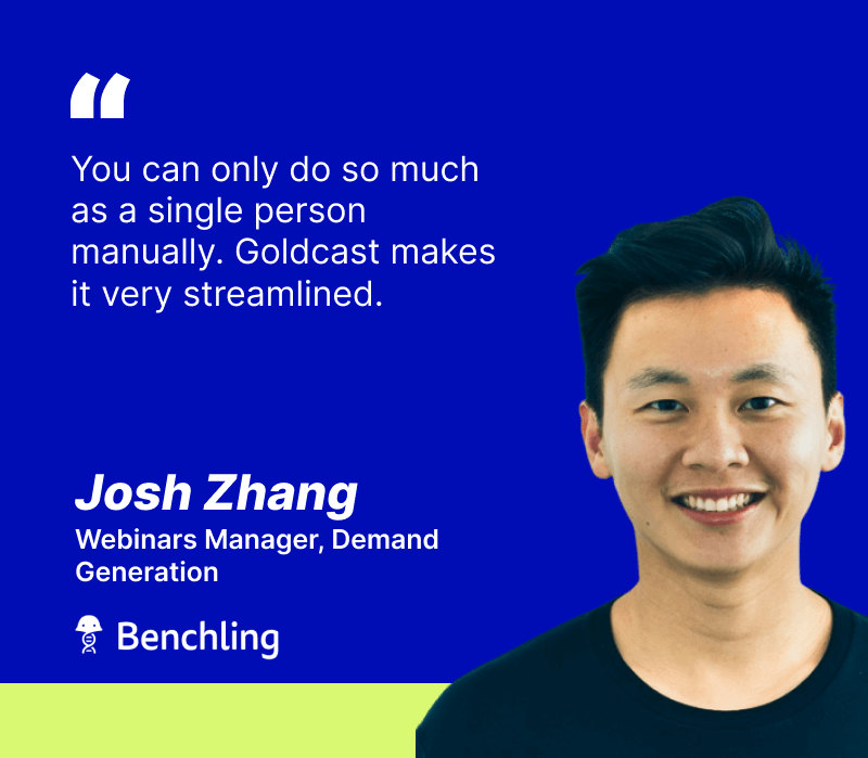 Goldcast customer testimonial from Josh Zhand of Benchling 