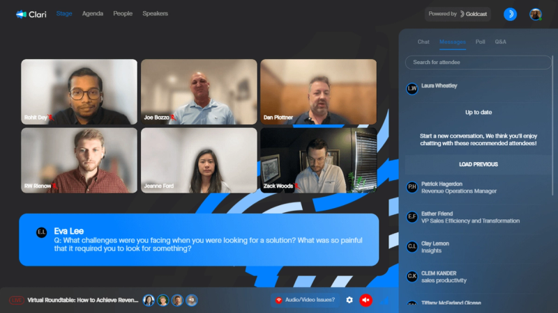 Event formats in Goldcast 
