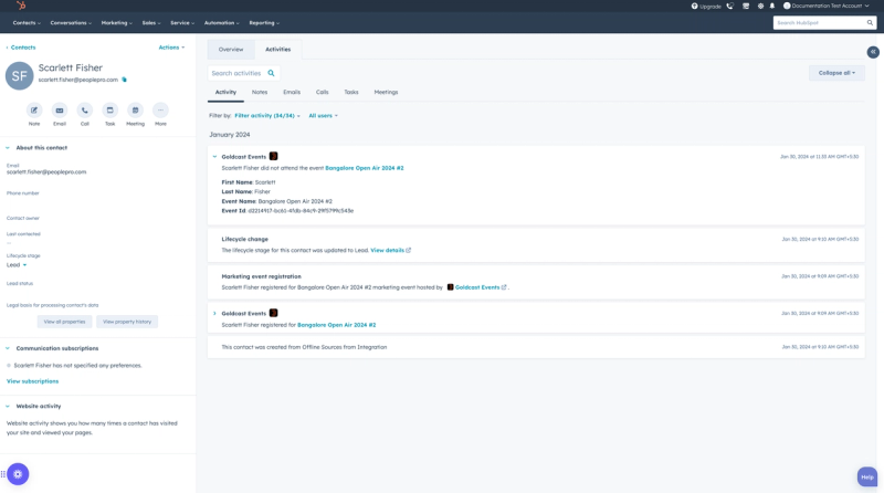 No show status sync to integrations
